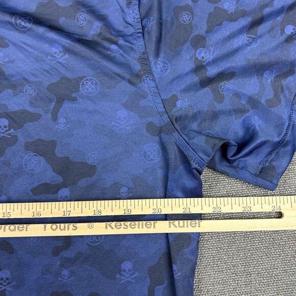 G/Fore Shirt Mens Medium Blue Camo Skull Polo Athletic Fit Performance Golf - Picture 7 of 8